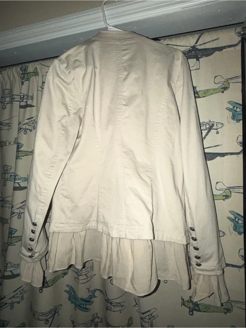 Free People Ivory Ruffle Military-Style Jacket - Picture 3 of 3
